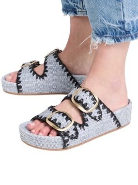 Loeffler Randall Theo Raffia Sandals Size 8